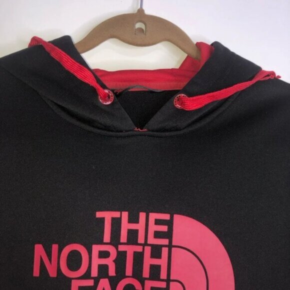 The North Face Hoodie Men’s M Black Red Logo Pouch Drawstring Hood Fleece Lining - Picture 7 of 10
